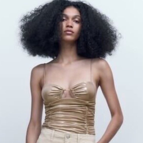 brand new- Zara metallic gold bodysuit - size small - Picture 2 of 11